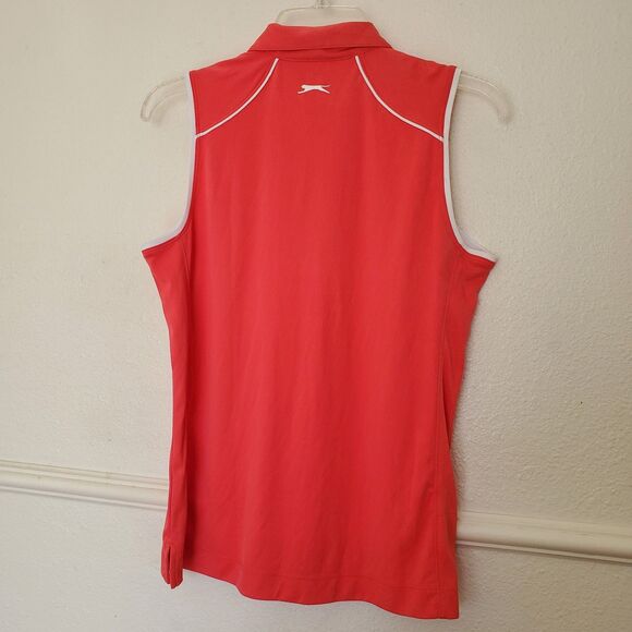 Slazenger Top Sleeveless 1/4 Zip Collared Solid Activewear Top Sz M Orange Golf - Picture 11 of 12